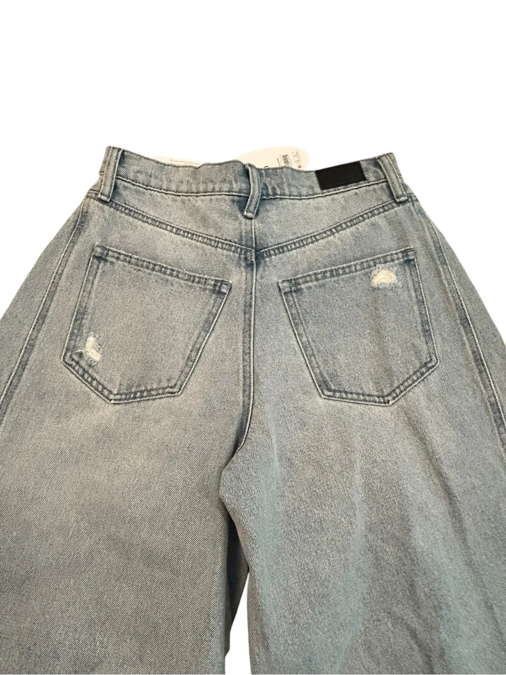 Scoop Baggy Barrel Seamed Light Wash Distressed Wide Leg Women’s Jeans 0 NWT - Picture 5 of 14